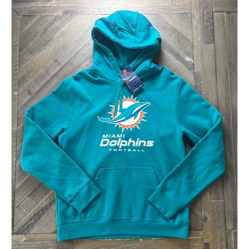 NFL Pro Line Fanatics Miami Dolphins Mens Aqua Teal Fleece Hoodie Medium NEW